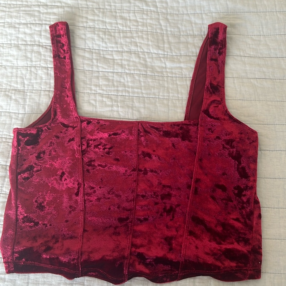 Intimately red velour halter top